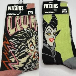Disney Cruella Deville and Maleficent Villains crew socks  #Disneylnspired